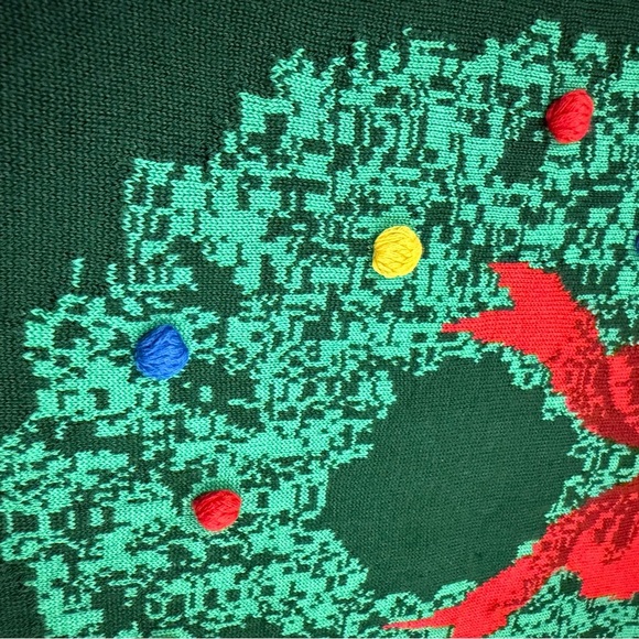 Lands End Christmas Sweater Women’s 2XL Green Cotton Festive Wreath Holiday Xmas - Picture 6 of 9